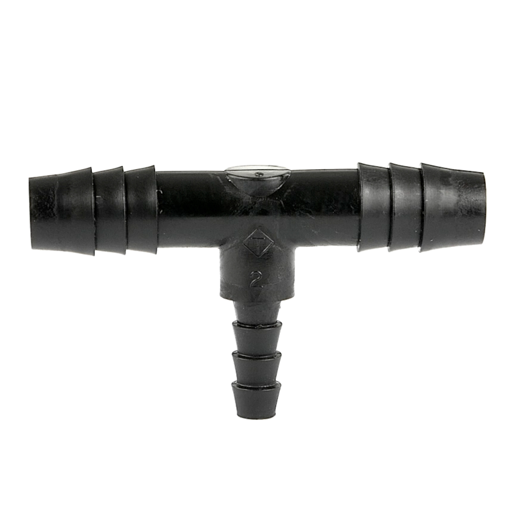 3/16" x 3/8" x 3/8" Hose ID Black HDPE Tee