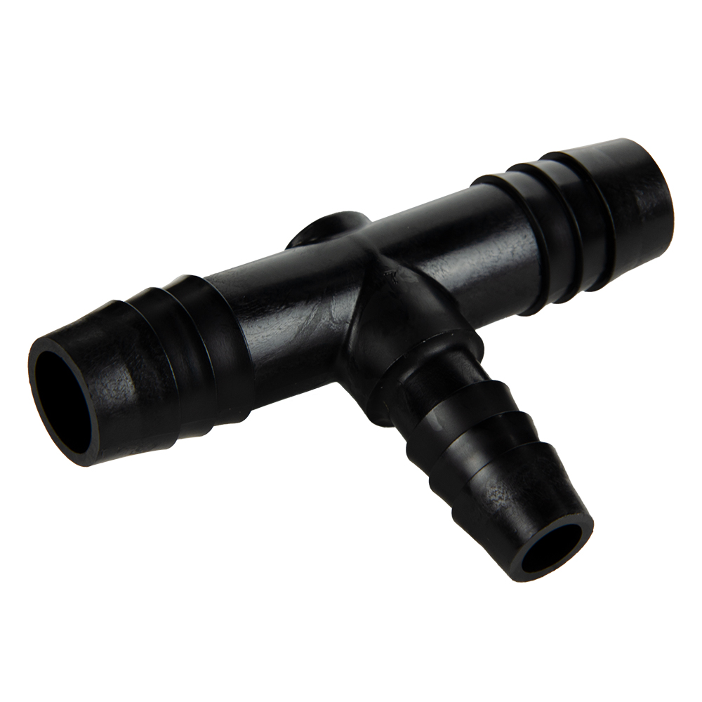3/8" x 1/2" x 1/2" Hose ID Black HDPE Tee
