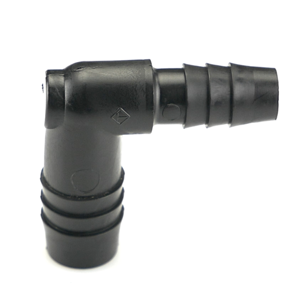 1/2" Hose ID x 3/8" Hose ID Black HDPE Elbow