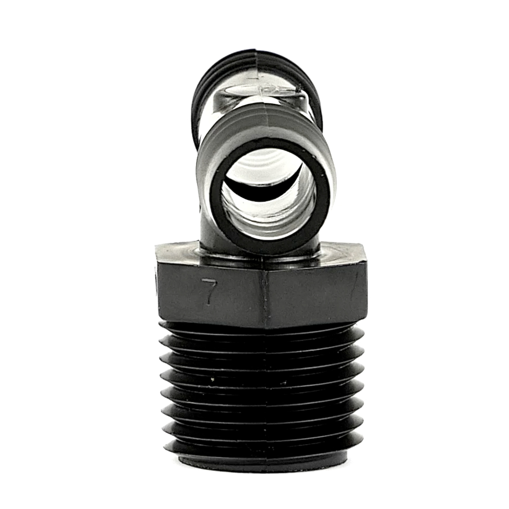 1/2" NPT x 1/2" Hose ID x 1/2" Hose ID Black HDPE Tee