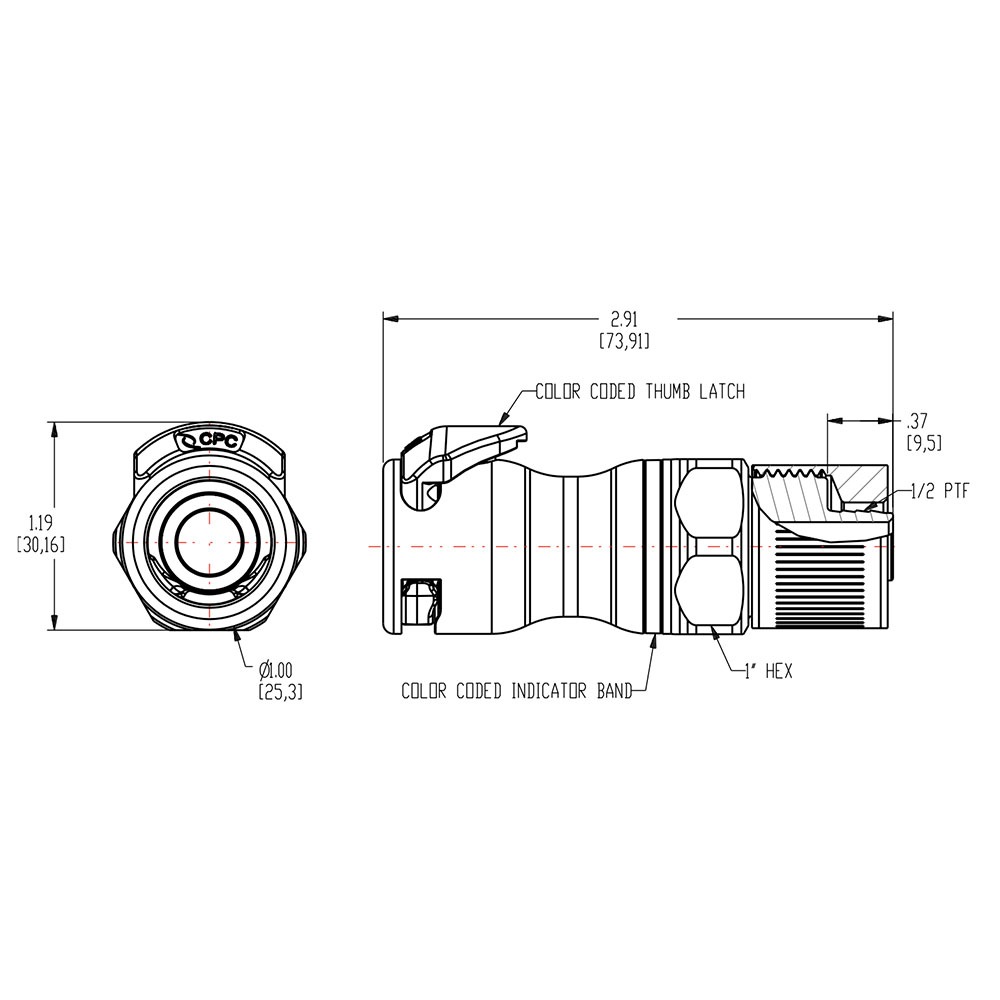 3/8" ID x 1/2" OD Compression Nut Chrome-Plated Brass Valved Body - Red (Insert Sold Separately)