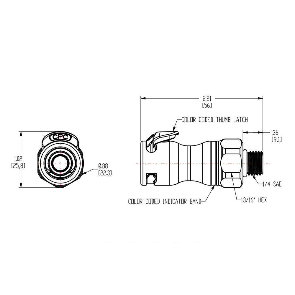 1/4 SAE-04 LQ4 Chrome-Plated Brass Valved Body - Blue (Insert Sold Separately)
