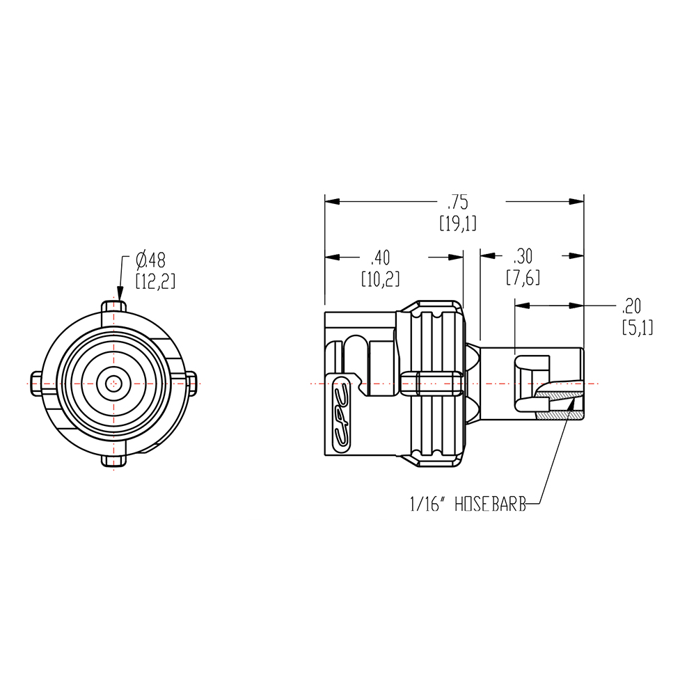 1/16" Hose Barb SMC Series Subminiature Acetal In-Line Coupling Insert - Straight Thru (Body Sold Separately)