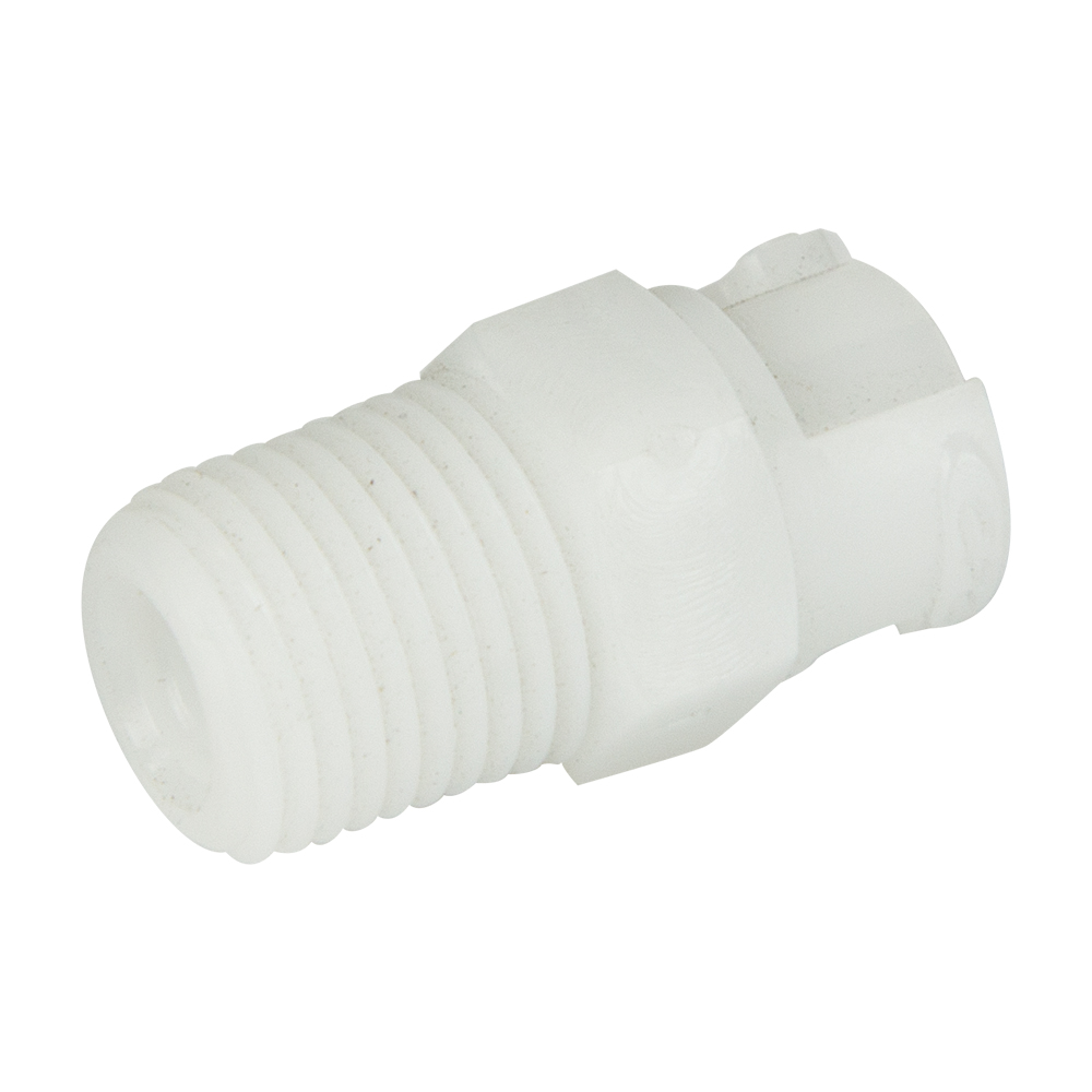 1/8" MNPT SMC Series Subminiature Acetal In-Line Coupling Body - Shutoff (Insert Sold Separately)