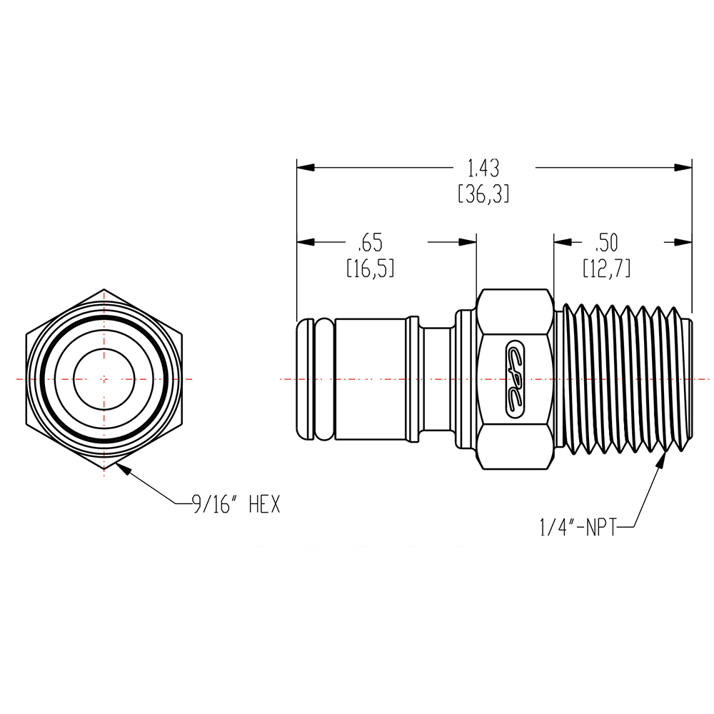 1/4" MNPT APC Series Acetal Insert - Straight Thru (Body Sold Separately)