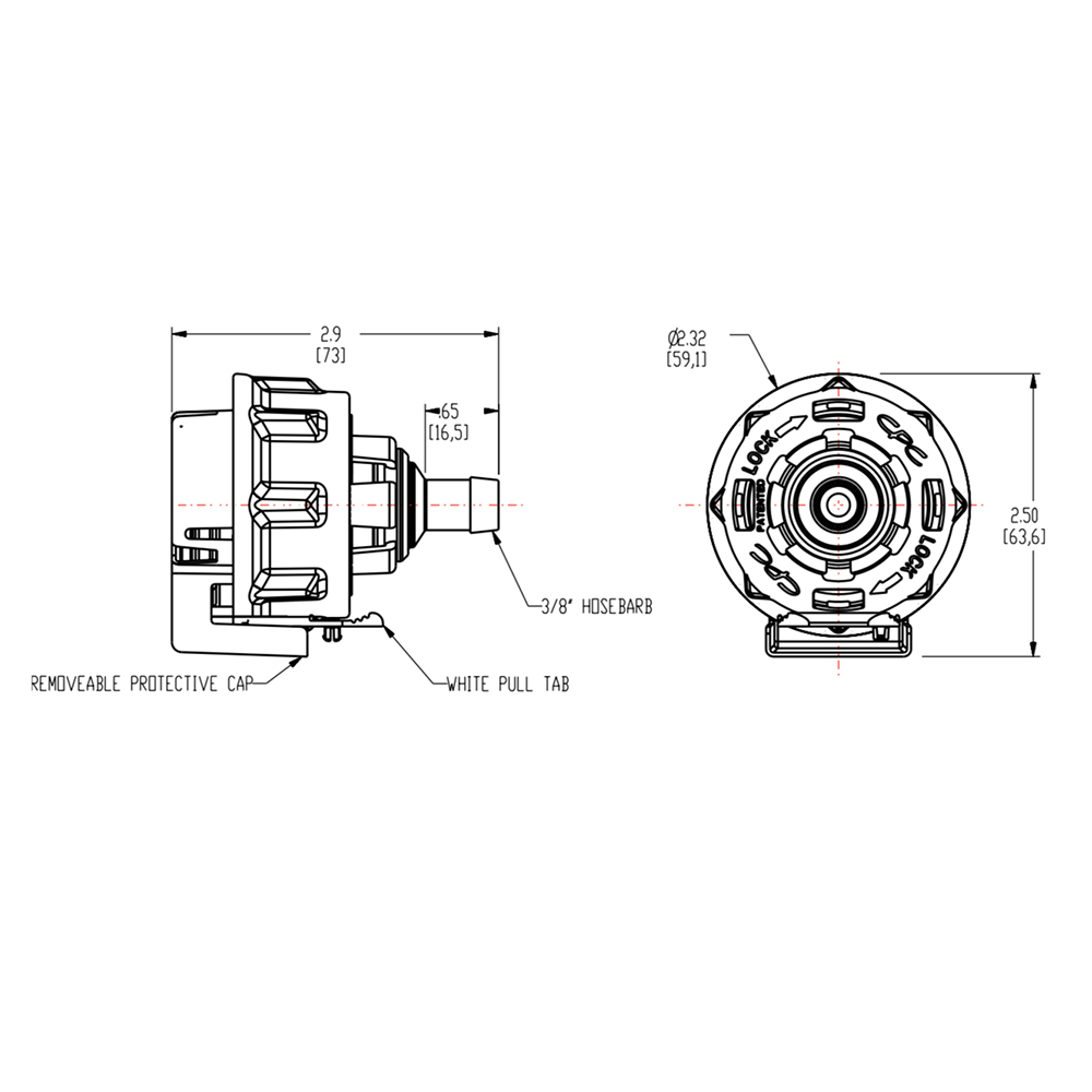 3/8" Hose Barb AseptiQuik® High Temperature Coupling Insert (Body Sold Separately)