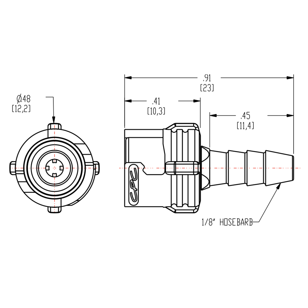 1/8" Hose Barb SMC Series Subminiature Acetal In-Line Coupling Body - Straight Thru (Insert Sold Separately)