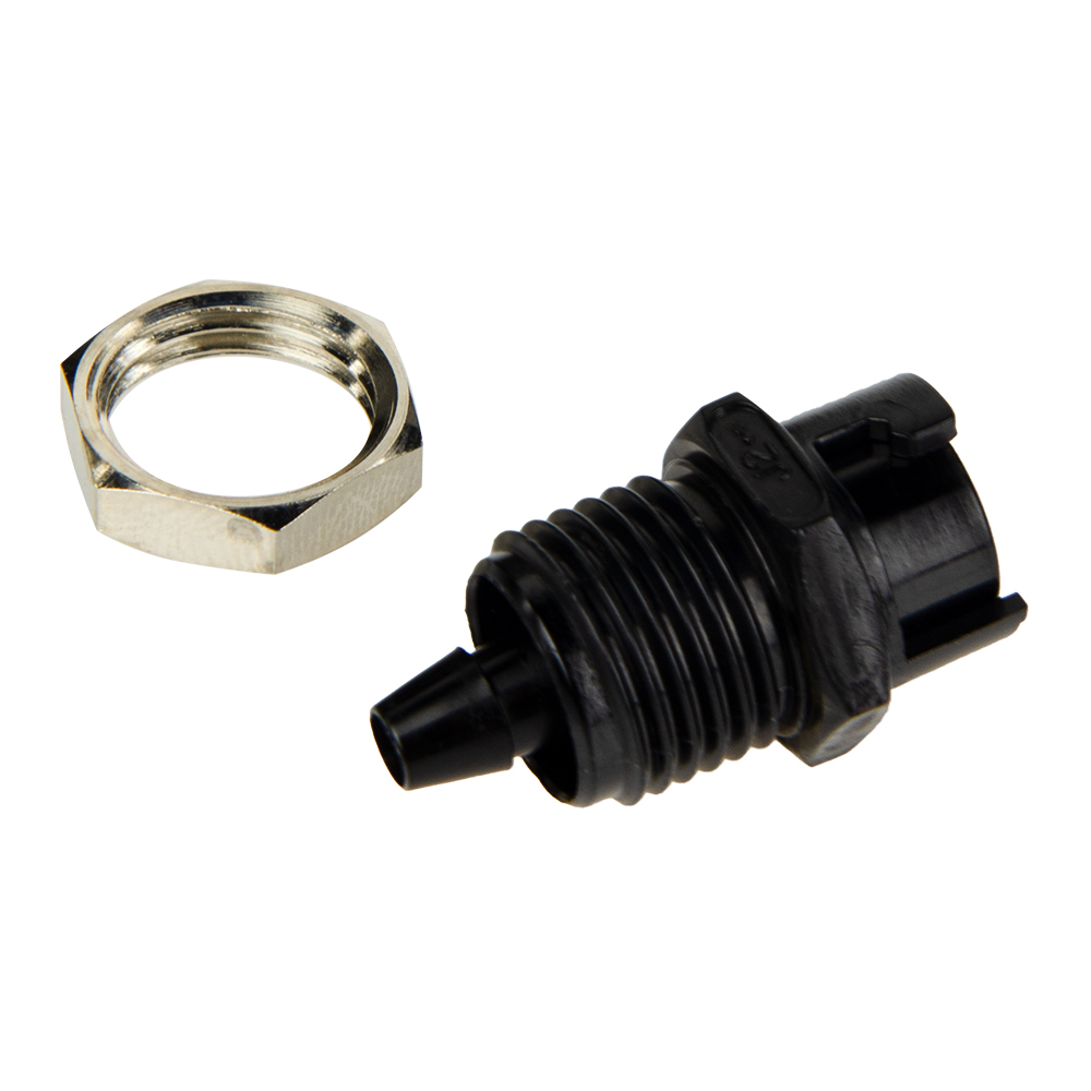 1/8" Hose Barb SMC Series Subminiature Acetal Black Panel Mount Coupling Body - Shutoff (Insert Sold Separately)