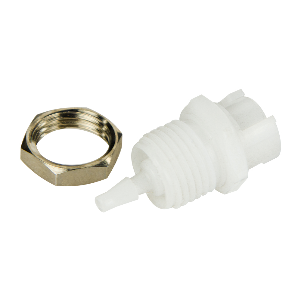 3mm Hose Barb SMC Series Subminiature Acetal Metric Panel Mount Coupling Body - Shutoff (Insert Sold Separately)