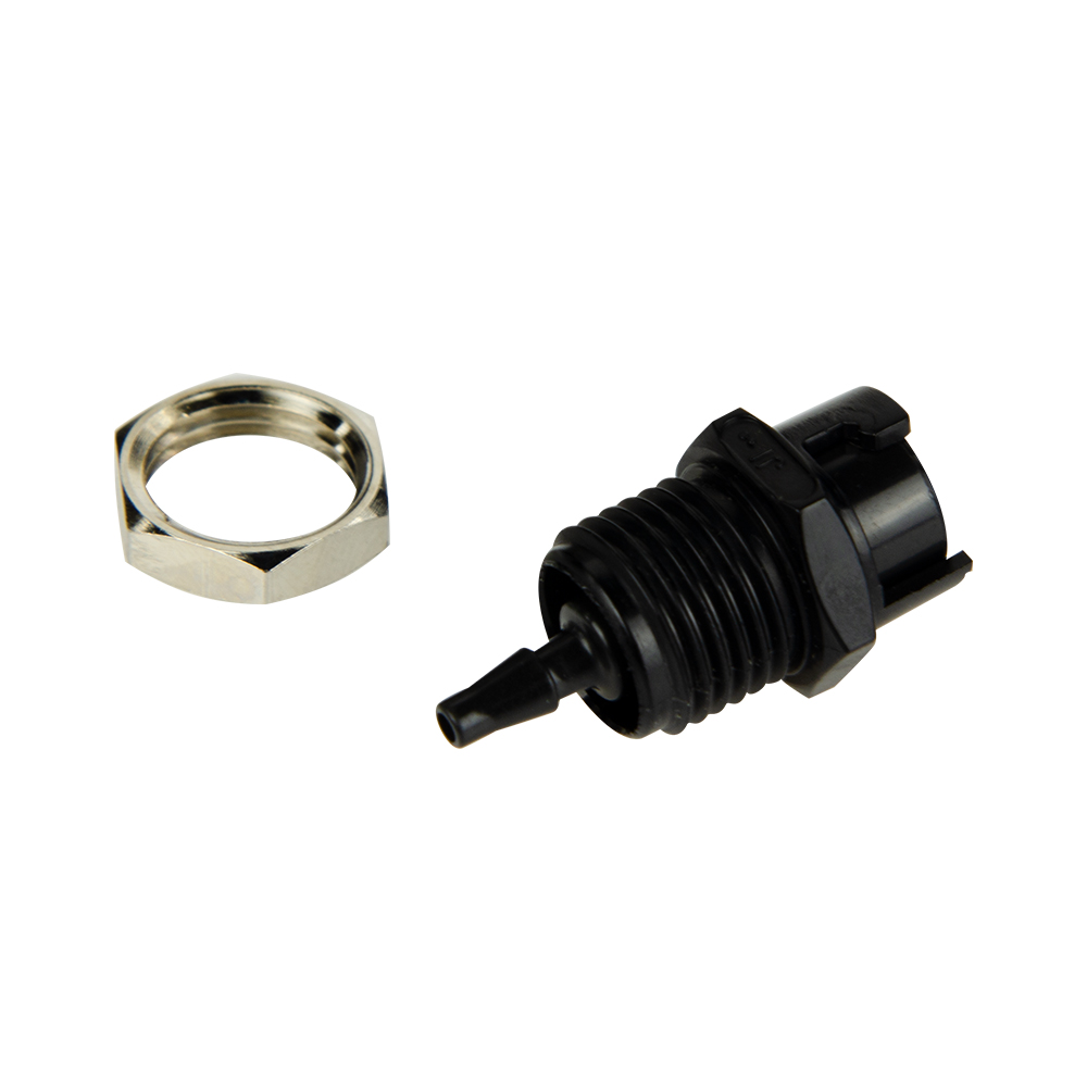 3mm Hose Barb SMC Series Subminiature Black Acetal Metric Panel Mount Coupling Body - Shutoff (Insert Sold Separately)