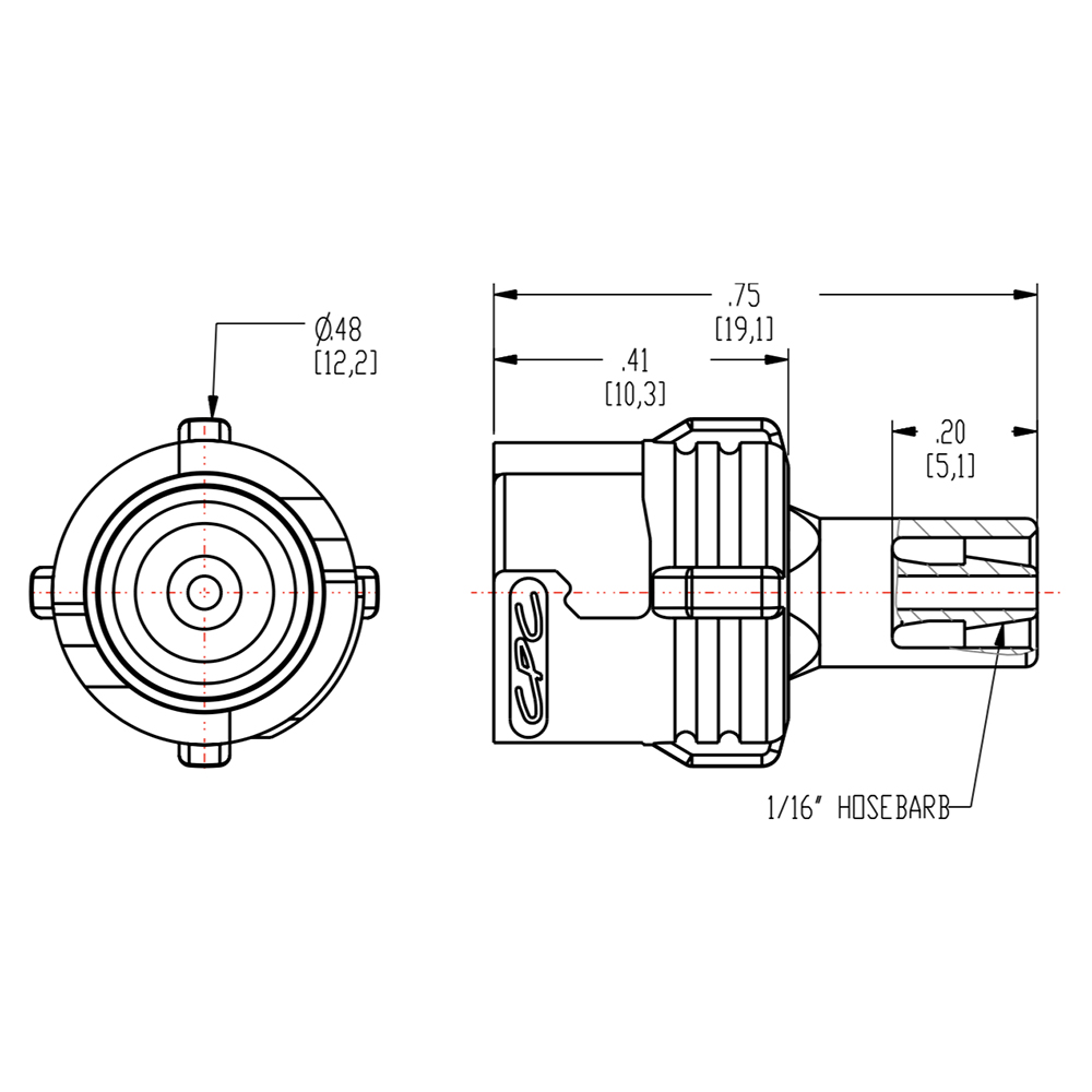 1/16" Hose Barb SMC Series Subminiature Polypropylene In-Line Coupling Body - Straight Thru (Insert Sold Separately)