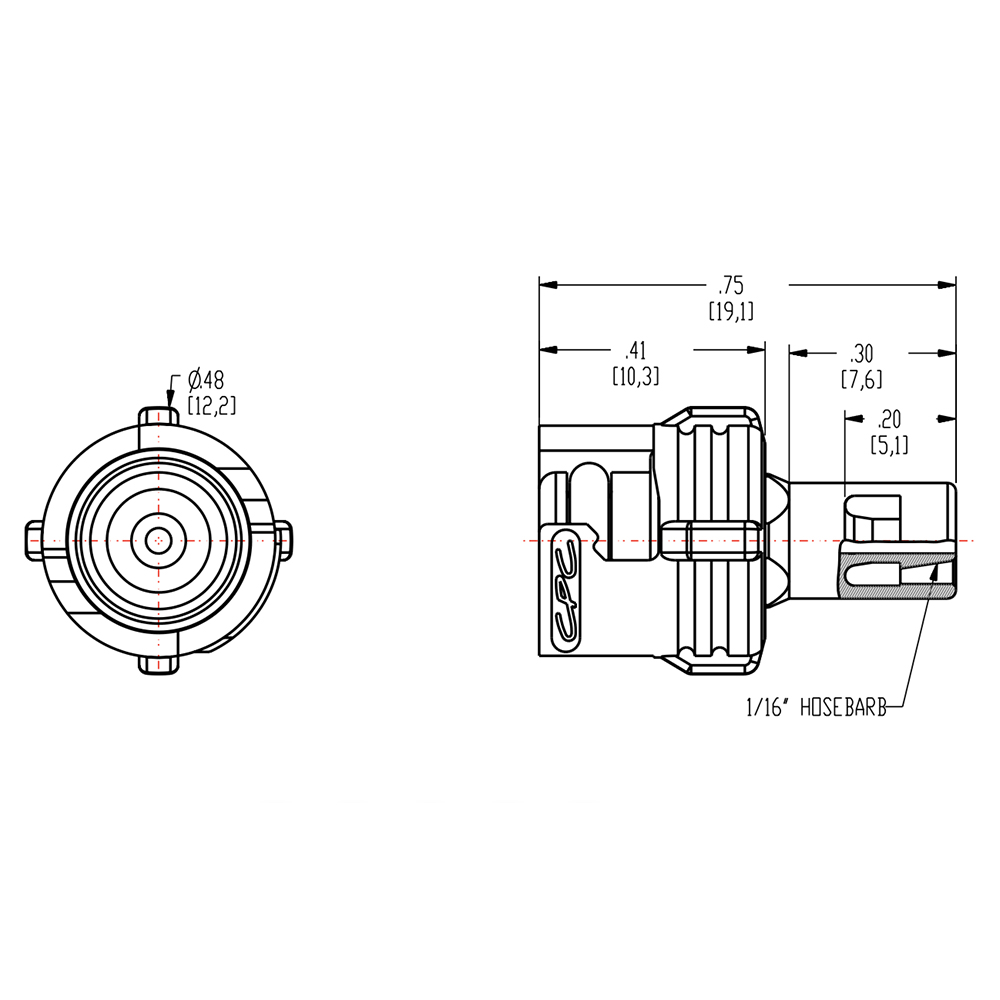 1/8" Hose Barb SMC Series Subminiature Polypropylene In-Line Coupling Insert - Straight Thru (Body Sold Separately)