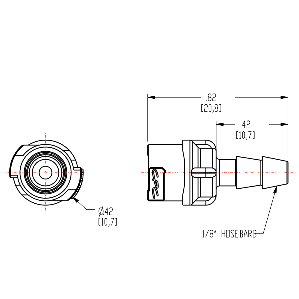 1/8" Hose Barb SMC Series Subminiature ABS In-Line Coupling Body - Straight Thru (Insert Sold Separately)