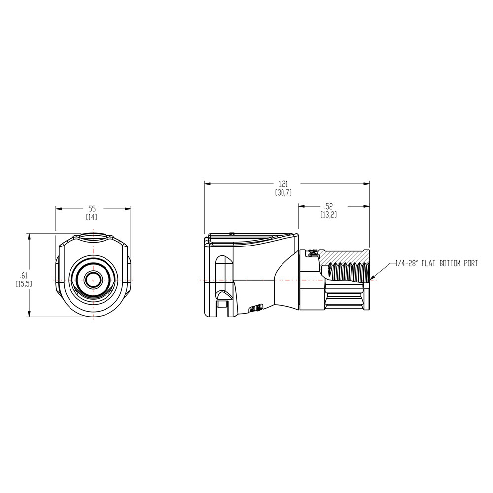 1/8" OD In-line with a 1/4-28 Flat Bottom Port NS1 Series Polypropylene Coupling Body (Insert Sold Separately)