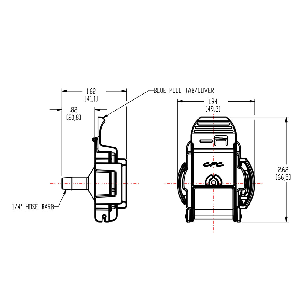 1/4" Hose Barb Genderless AseptiQuik® G Coupling Body