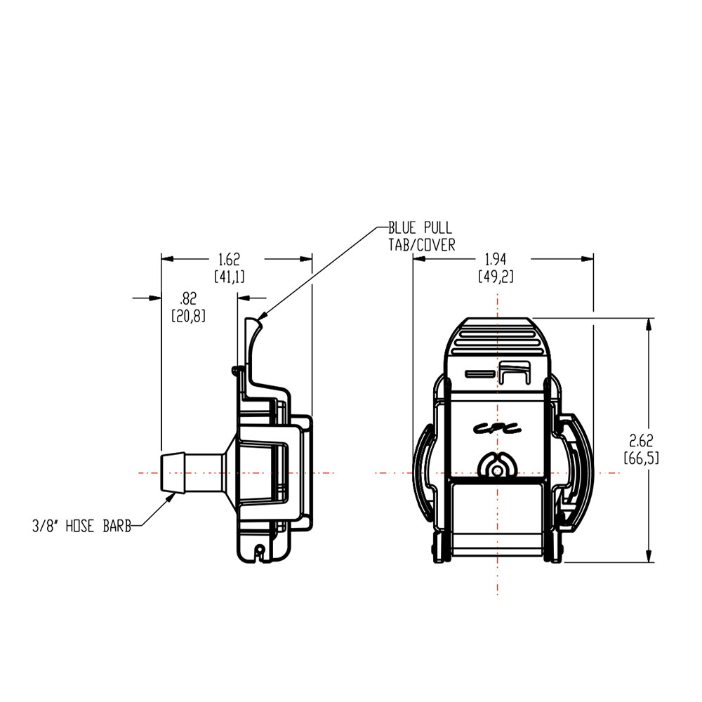 3/8" Hose Barb Genderless AseptiQuik® G Coupling Body