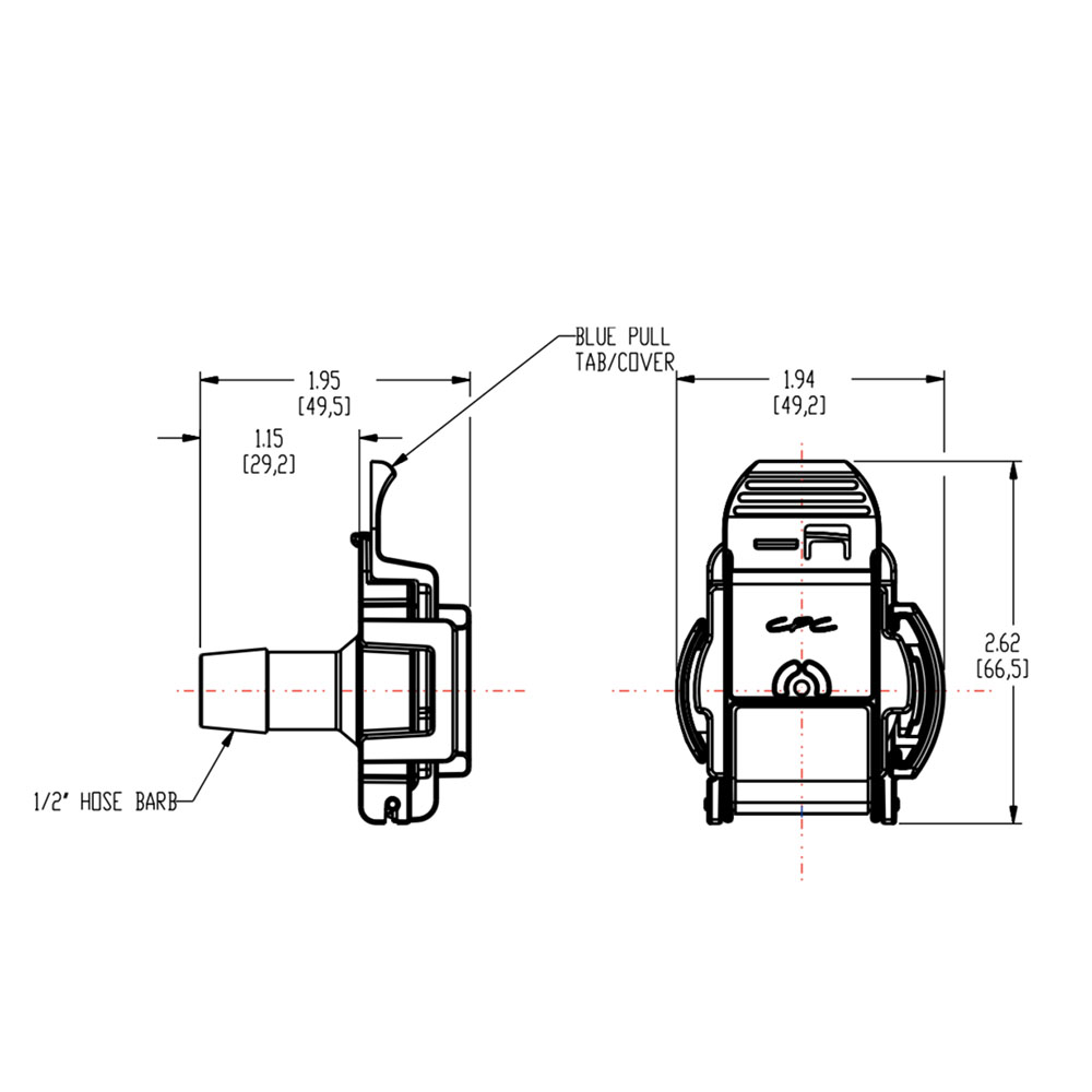 1/2" Hose Barb Genderless AseptiQuik® G Coupling Body
