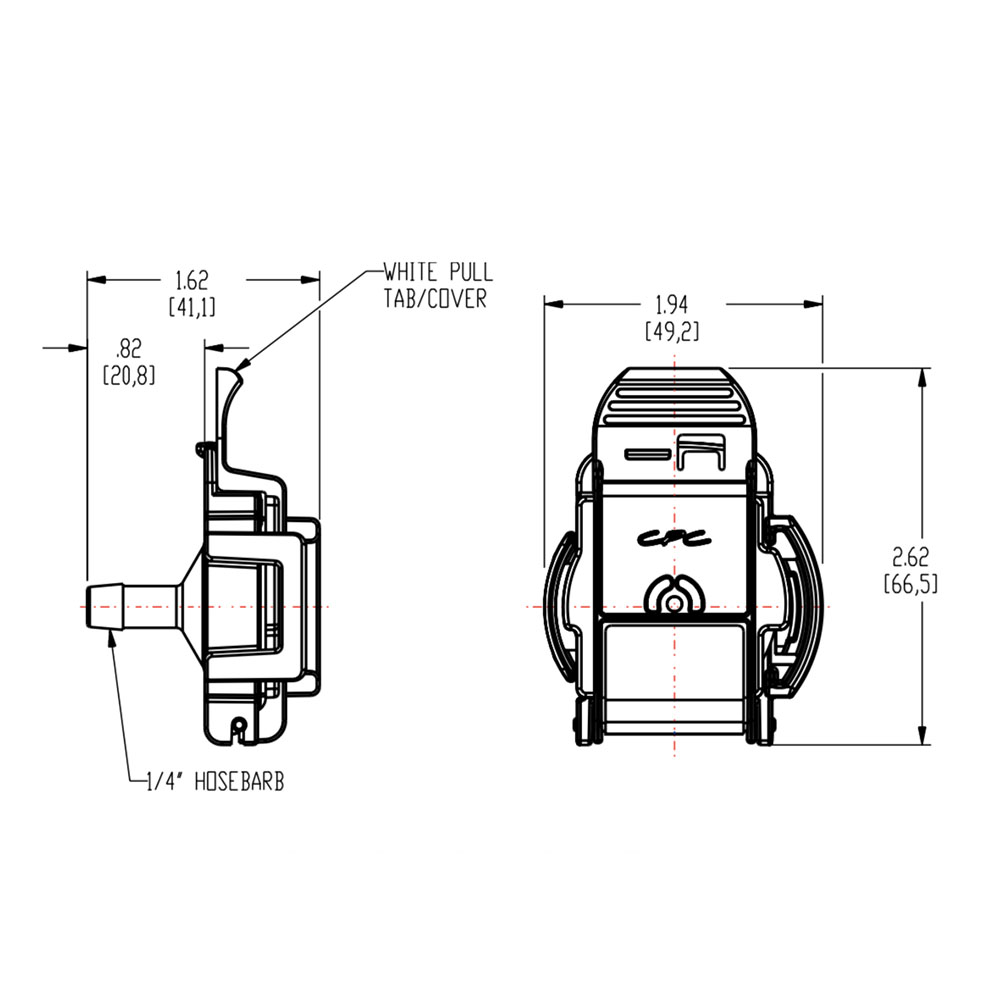 1/4" Hose Barb Genderless AseptiQuik® G High Temperature Coupling Body