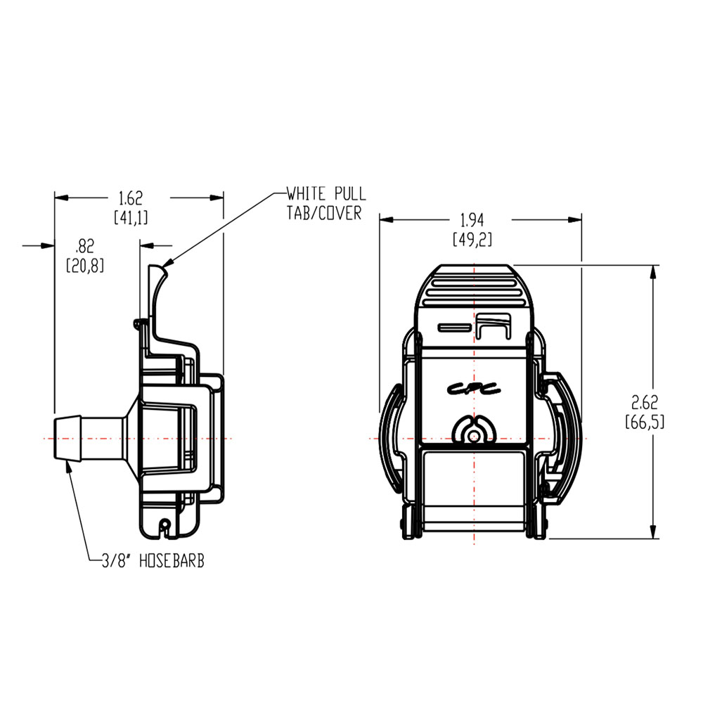 3/8" Hose Barb Genderless AseptiQuik® G High Temperature Coupling Body