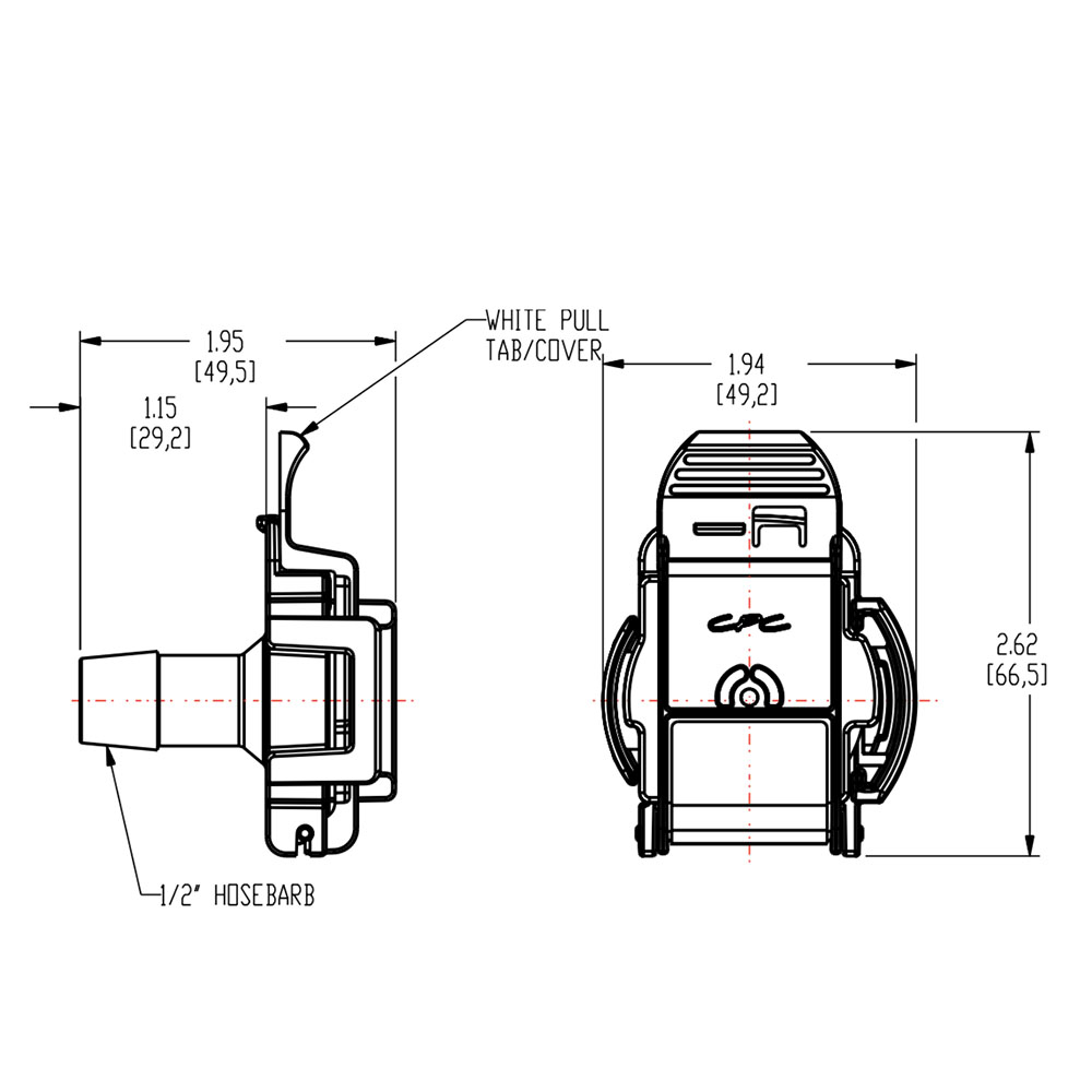 1/2" Hose Barb Genderless AseptiQuik® G High Temperature Coupling Body