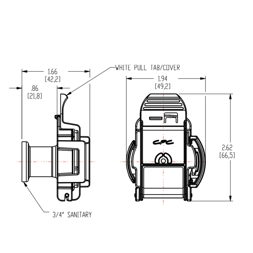 3/4" Sanitary Genderless AseptiQuik® G High Temperature Coupling Body
