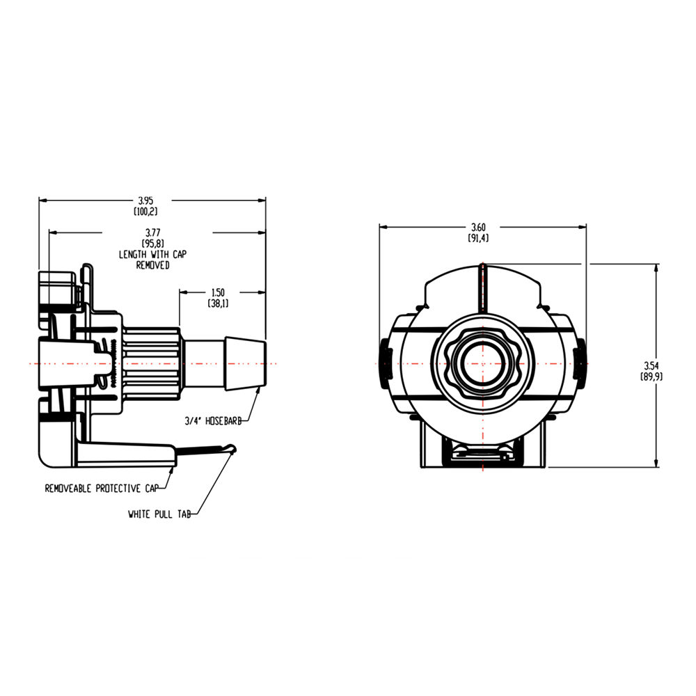 3/4" Hose Barb AseptiQuik® X Large High Temperature Coupling Body (Insert Sold Separately)