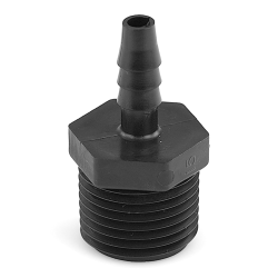 1/2" MNPT x 1/4" Hose ID Black HDPE Adapter