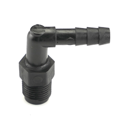 1/8" NPT x 3/16" Hose ID Black HDPE Elbow