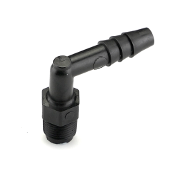1/8" NPT x 1/4" Hose ID Black HDPE Elbow