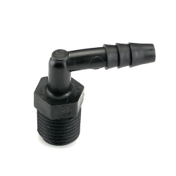 1/4" NPT x 1/4" Hose ID Black HDPE Elbow