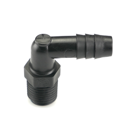 1/4" NPT x 3/8" Hose ID Black HDPE Elbow
