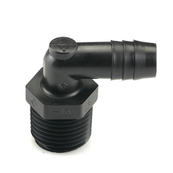 1/2" NPT x 3/4" Hose ID Black HDPE Elbow