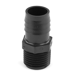 1/2" MNPT x 3/4" Hose ID Black HDPE Adapter