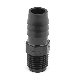 1/4" MNPT x 1/2" Hose ID Black HDPE Adapter
