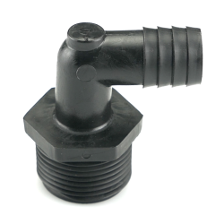 1" NPT x 3/4" Hose ID Black HDPE Elbow