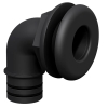 1-1/8" Black Qwik-Lok™ Elbow Bulkhead with Flange