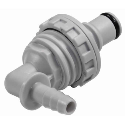 1/4" ID In-Line Hose Barb NS4 Series Polypropylene Non-Spill Panel Mount Elbow Insert (Body Sold Separately)