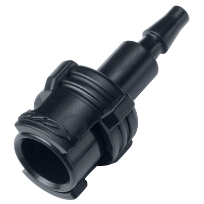 3mm Hose Barb SMC Series Subminiature Black Acetal Metric In-Line Coupling Body - Straight Thru (Insert Sold Separately)