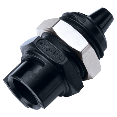 1/8" Hose Barb SMC Series Subminiature Acetal Black Panel Mount Coupling Body - Straight Thru (Insert Sold Separately)