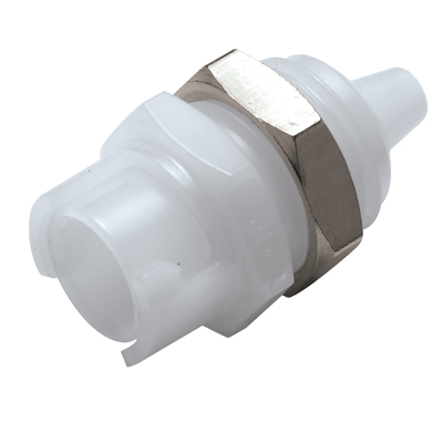1/8" Hose Barb SMC Series Subminiature Polypropylene Panel Mount Coupling Body - Straight Thru (Insert Sold Separately)