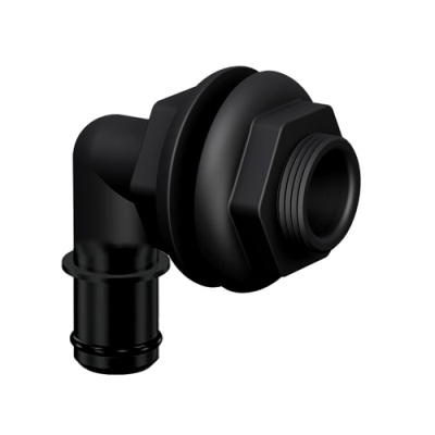3/4" Black Qwik-Lok™ Elbow Bulkhead with Double Nut