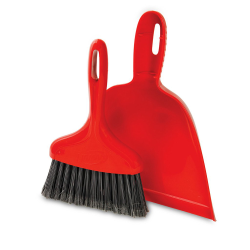 10" Black/Red Libman ® Dust Pan & Whisk Broom