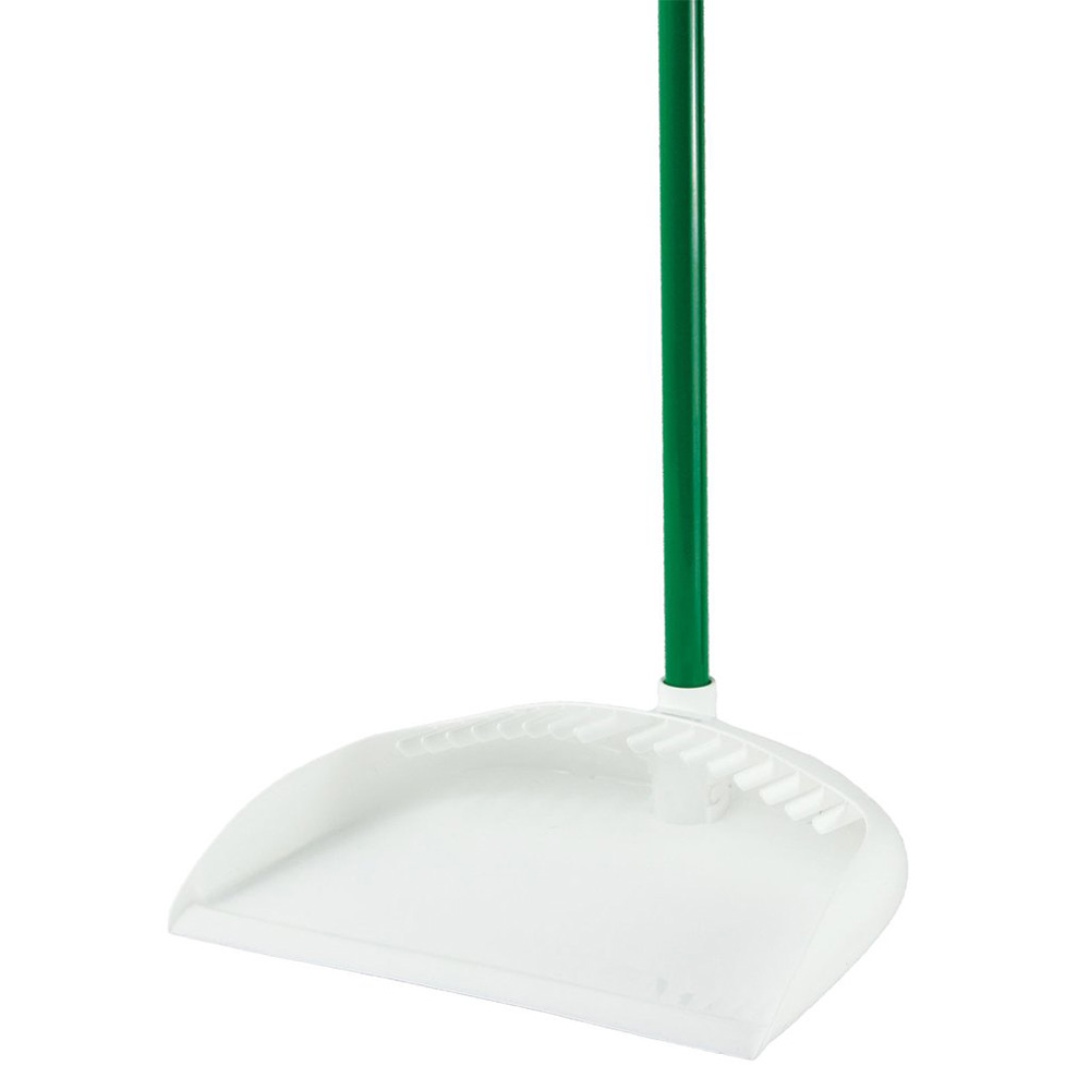 12" White/Green Libman® Upright Dust Pan with Handle
