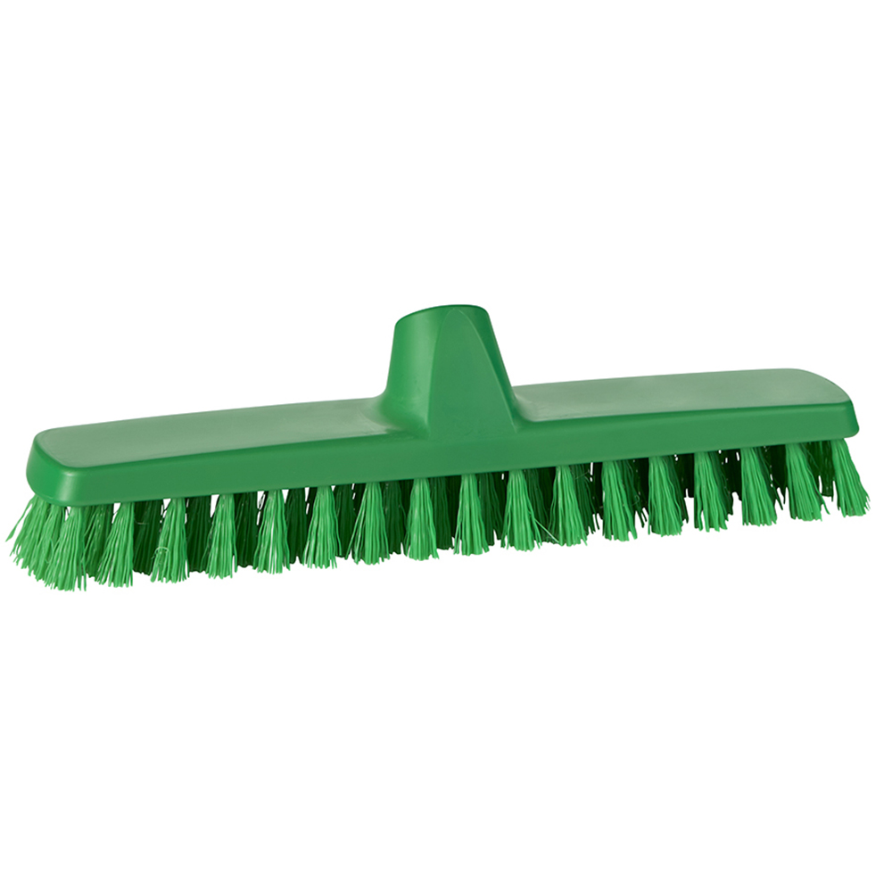 11.8" Green Polypropylene Vikan® ColorCore Economy Deck/Wall Scrub Brush with Stiff Polypropylene Bristles