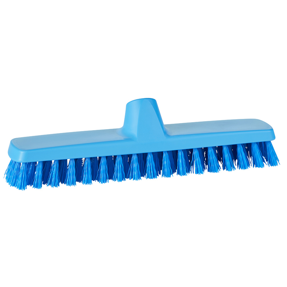 11.8" Blue Polypropylene Vikan® ColorCore Economy Deck/Wall Scrub Brush with Stiff Polypropylene Bristles