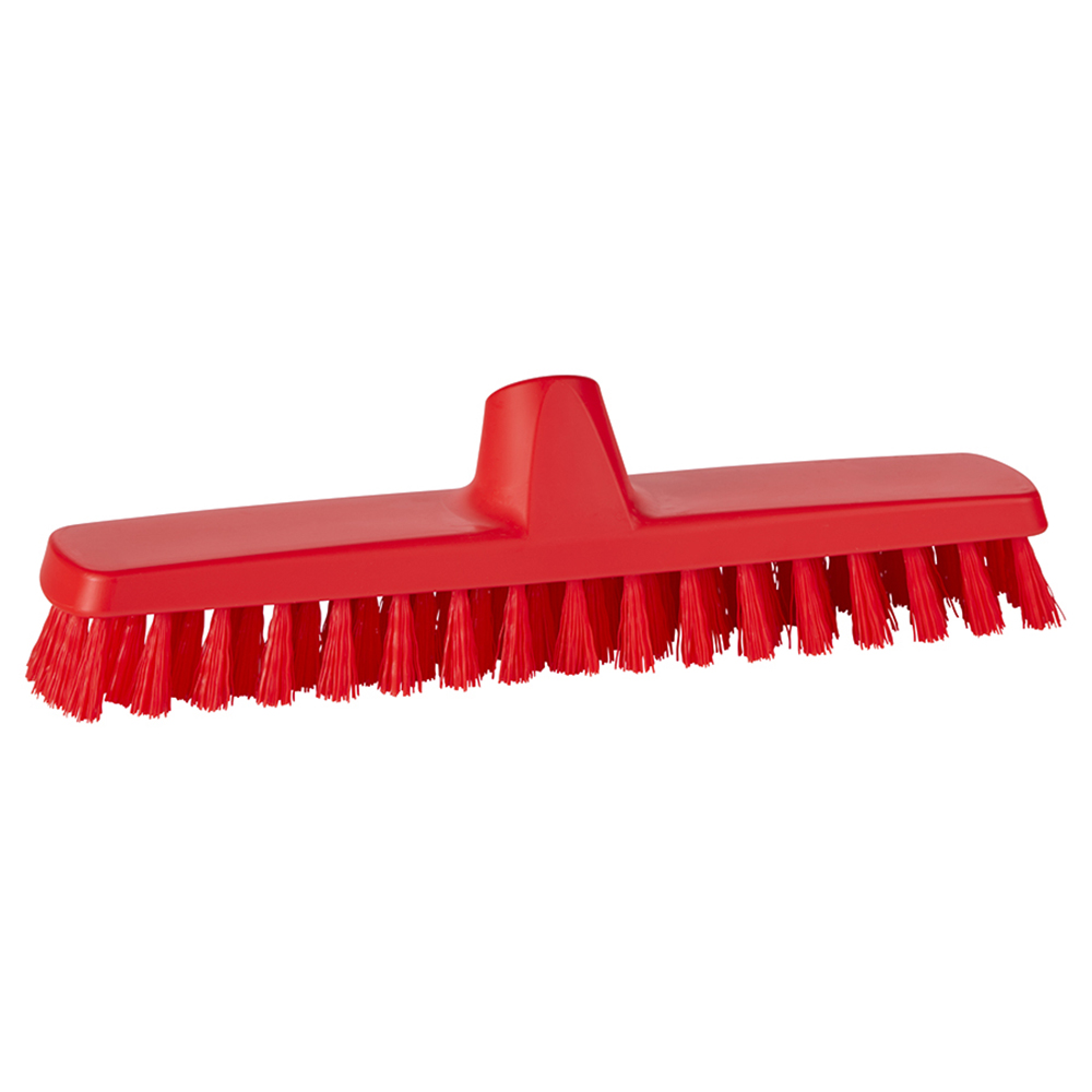 11.8" Red Polypropylene Vikan® ColorCore Economy Deck/Wall Scrub Brush with Stiff Polypropylene Bristles