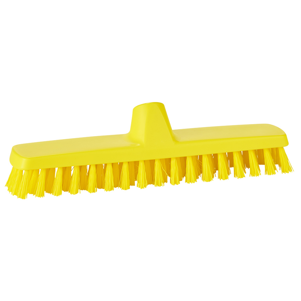 11.8" Yellow Polypropylene Vikan® ColorCore Economy Deck/Wall Scrub Brush with Stiff Polypropylene Bristles