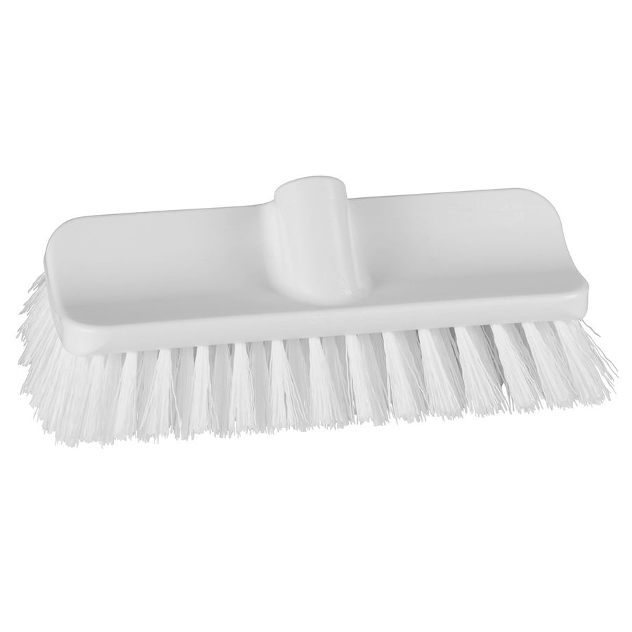 10.2" White Polypropylene Vikan® ColorCore Economy Deck Brush with Stiff Polypropylene Bristles