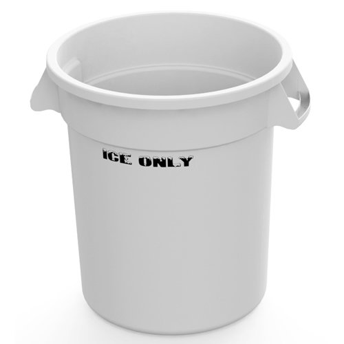 10 Gallon White Ice Bucket with "Ice Only" Logo U.S. Plastic Corp.