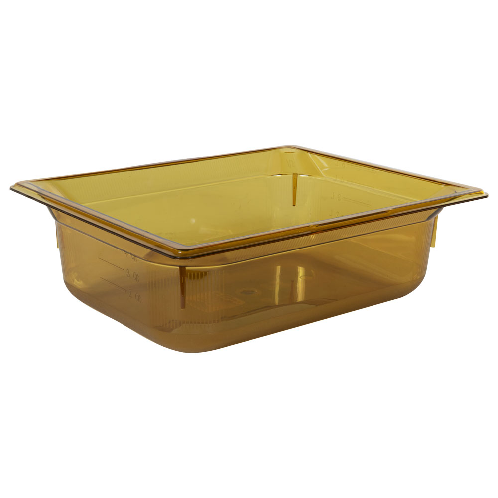 5.9 Quart Amber Polycarbonate High Temperature 1/2 Food Pan